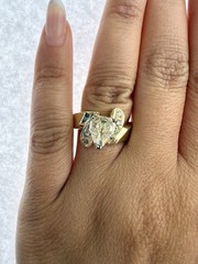 Rare Cross Cut Diamond Ring 1.32ctw 14k Yellow Gold W/ Accents K SI2 Size 7