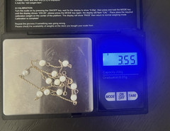Vintage 14K Yellow Gold & Genuine Pearl Station Necklace 17 1/2″ Long