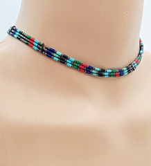 VTG 925 Southwestern Choker 17in Necklace Sterling Silver 6gtw Adjustable Length