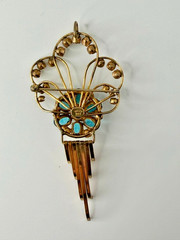 Vintage Teal and Clear Stone 12K Gold Filled M&S Brooch – Phyllis