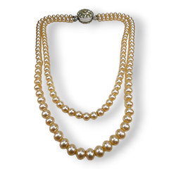 Vintage Sarah Coventry Faux Pearl Two Strand Necklace Reversible Clasp