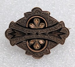 Antique Victorian Etruscan Revival Era 12kt Gold Filled Niello Brooch / Pin