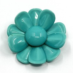 Vintage 1960s Enamel Flower Brooch Teal Flower Pin MINT Condition MCM