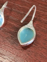 925 Turquoise Dangle Cats Eye Drop Stud Earrings Vintage