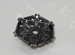 Vintage Rhinestone Multi Stone Brooch Metal 1.5″