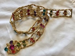 RARE VINTAGE JULIANA DELIZZA ELSTER RHINESTONE SCROLLWORK TWISTED MESH BELT