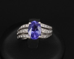 Estate 2.75ct Tanzanite & 0.43ct Diamond Fancy Platinum Ring Size 8