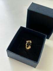 Vintage Black Cubic Zirconia Ring Gold Plated Womens Size 6.5
