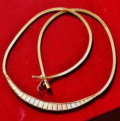 14k multi tone gold necklace Italian 16.0″ link chain vintage handmade 7.6gr