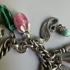 Napier Multi Charms Silver Chain Bracelet 7in. Massive! Charms 1.5in