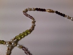 Vintage beaded necklace – clasp marked 14K RTT — 42″