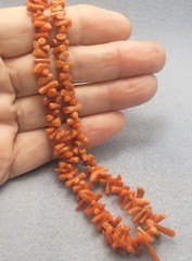 Vintage Red Coral Bead Necklace And Matching Clip Earrings , 17in.