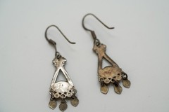 Vintage Sterling Silver Onyx Earrings 4.5cm EB3