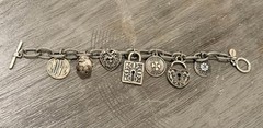 Vintage 90s Y2K American Eagle Brand Love & Luck Charm Bracelet