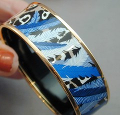 Hermes Jaguar Quetzal L Mediterannee Enamel Bangle Bracelet In Box