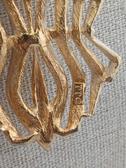RARE J.J Gold Tone White Enamel Geometric Art Deco inspired pendant necklace
