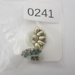 Vintage Rhinestone Earrings Floral Green White Acrylic Post For Pierced Ears