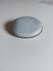 Natural Stone Oval Brooch Silver-tone Pin
