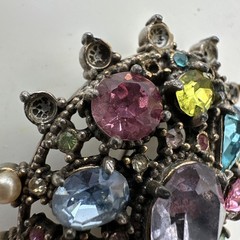 Vintage Rhinestone Brooch Made & Signed By Hollycraft Multicolor Stones Colorful