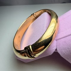 Hollow Gold Wash 925 Sterling 6-3/4″ x 1/2″ ITALY Vintage hinged Bangle Bracelet