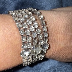 Beautiful vintage GARNE signed 1960s Bracelet 5 Row Tennis 3 Large Stones