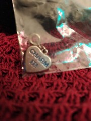 Vintage Charm! December Heart with Blue Flower! Adorable! Charm It!