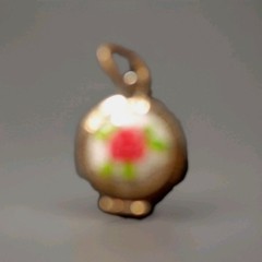 Vintage Gold-Tone Round Locket Pendant Hand Painted Pink Rose Enamel Floral…