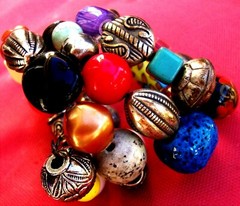 BRACELET BOHO BEADED MEMORY WIRE CUFF GLASS METAL ACRYLIC MULTI-COLOR ADJUSTABLE