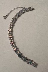 Vintage B David Iridescent AB Rhinestone Bracelet With Safety Chain