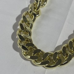 Yellow Gold Plate 20mmmm Wide Thick Curb Adjustable Link Chain Necklace