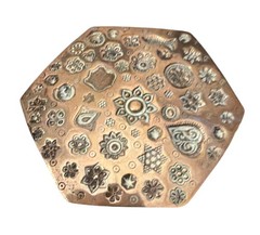 Vintage Jewelry Texture Plate Brass Floral Pattern Stamping Die 2-5/8″