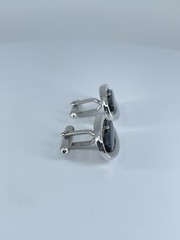 Vintage Swank hematite cufflinks long oval open silver tone design 3/4″