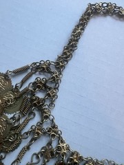 Vintage Boho Gold Tone Chainmail Coin Bib Choker Statement Necklace 18” H3