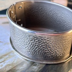 Vintage Hammered Silvertone Wide Hinged Bracelet – 7” -Modernist Cuff 1.25” Wide