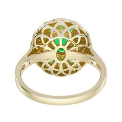3Ct Art Deco Style Lab Created Diamond Emerald Engagement 14K Gold Finish Ring
