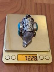 Vintage Heavy Himalayan Quartz Crystal Pendant Set In Silver & Stones 3.5”in,72g