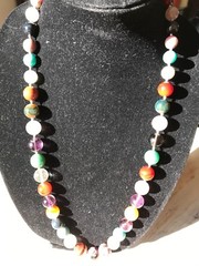 SUPERB VINTAGE CHINESE JADE /AGATE QUARTZ TURQUOISE SILVER BEADS