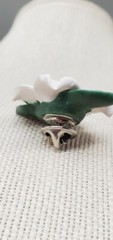 White Dogwood polymer clay Lapel Tie Tack Pin Flower 2″ brw32