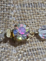 Vintage 48″ AB Crystal Glass Bead Necklace Faceted 8mm Aurora Borealis Long