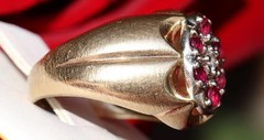 14k Yellow Gold 0.56ct Natural Diamond Sz 8 Ring Ruby Vintage Heated 6.37g N3078