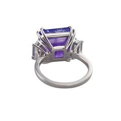 Estate 10.5ct Tanzanite Diamond Baguette Engagement Ring Platinum