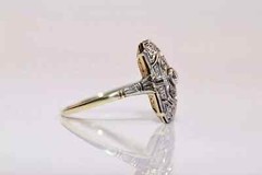 Vintage Art Deco Style Round Cut Lab Created Diamond 14K Gold FN Engagement Ring