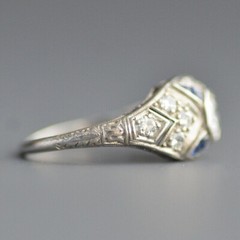 2Ct Art Deco Vintage Style Lab Created Diamond Engagement 14K White Gold FN Ring