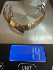 Vintage Sterling Silver 925 Layered 2 Piece Collar Necklace, 15.5in Long