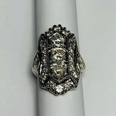 Art Deco Style Round Cut Lab Created Diamond Filigree 925 Silver Engagement Ring