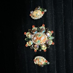 DeLizza & Elster Juliana Easter Egg Cabochons Brooch & Earrings Set Multi Stones