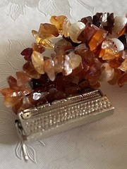 Beautiful Agate And Pearl Bracelet With Beaded Nuggets & Silver Tone Clasp 7.5”