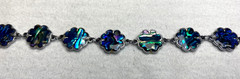 Vintage Abalone Shell Bracelet Flower Chain Iridescent Tropical Y2K 90s Jewelry