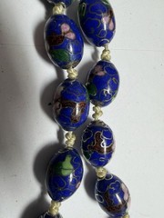 Vintage Chinese Export Cobalt Blue Cloisonne Enamel Hand Knotted Bead Necklace