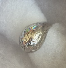 Vintage 925 Sterling Silver Engraved Signet Ring Leaf Floral Design Size 6.5